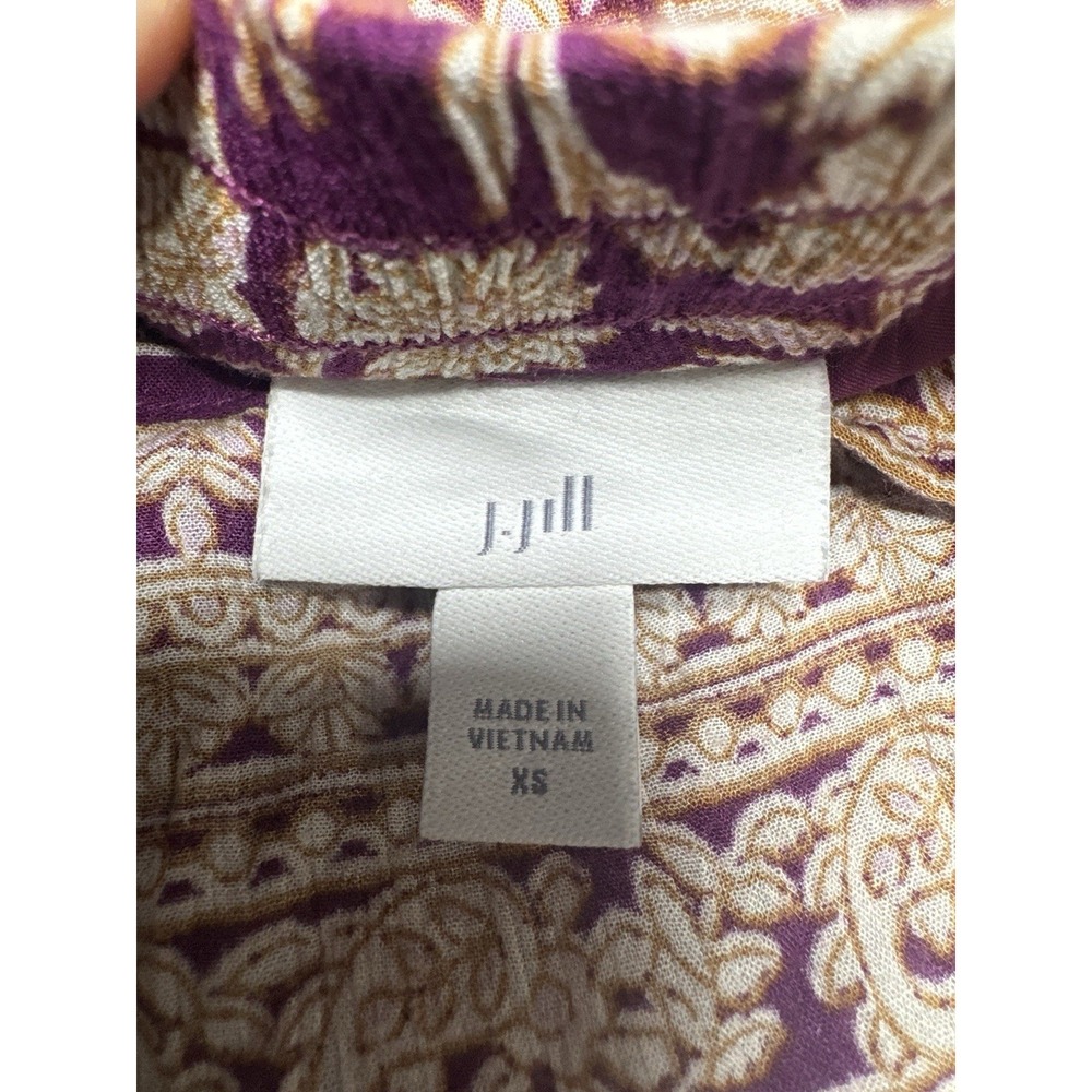 J Jill Mixed Print Ruffle Midi Skirt XS Mulberry‎ Lined Boho Festival Classic - Picture 2 of 5